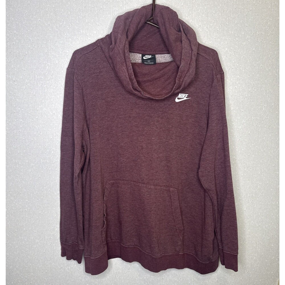 Nike Womens Size 1X Maroon Cowl Neck Sweatshirt Lightweight Pullover Hoodie